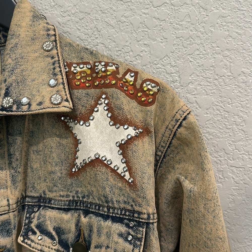 Hand made Texas theme vintage denim jacket size XL - Picture 3 of 11